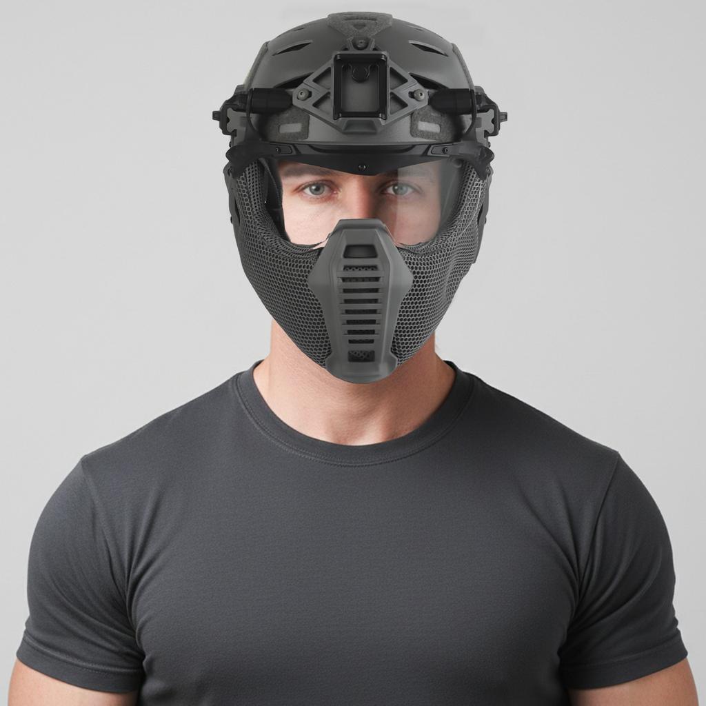 Maschera Airsoft con Occhiali Protezione Integrale Casco Protettivo per Paintball Festa Cosplay