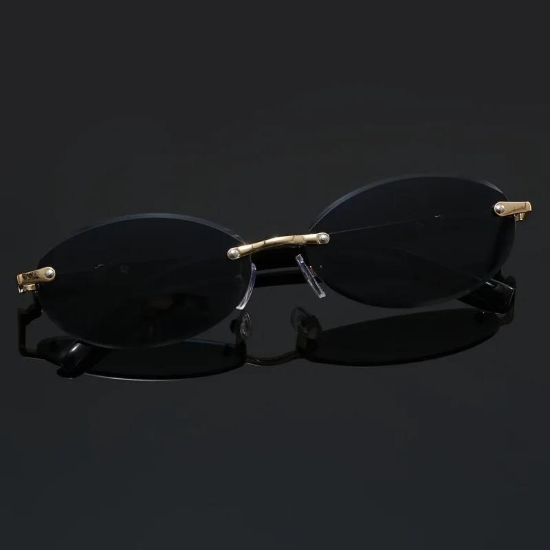 5pcs New Frameless Sunglasses For Men And Women Oval Fashion Glasses Gradient Mirror Lens Simple Vintage Eyewear for Daily Use