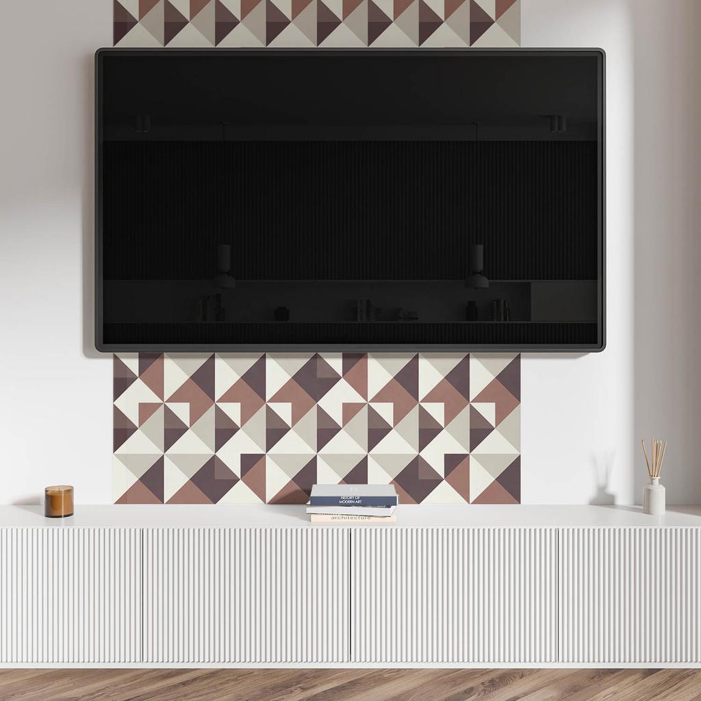 Naklejany Panel Pcv Z Motywem Idealny Do Przedpokoju 120X60 Cm Wzór Geometryczny Z Trójkątami