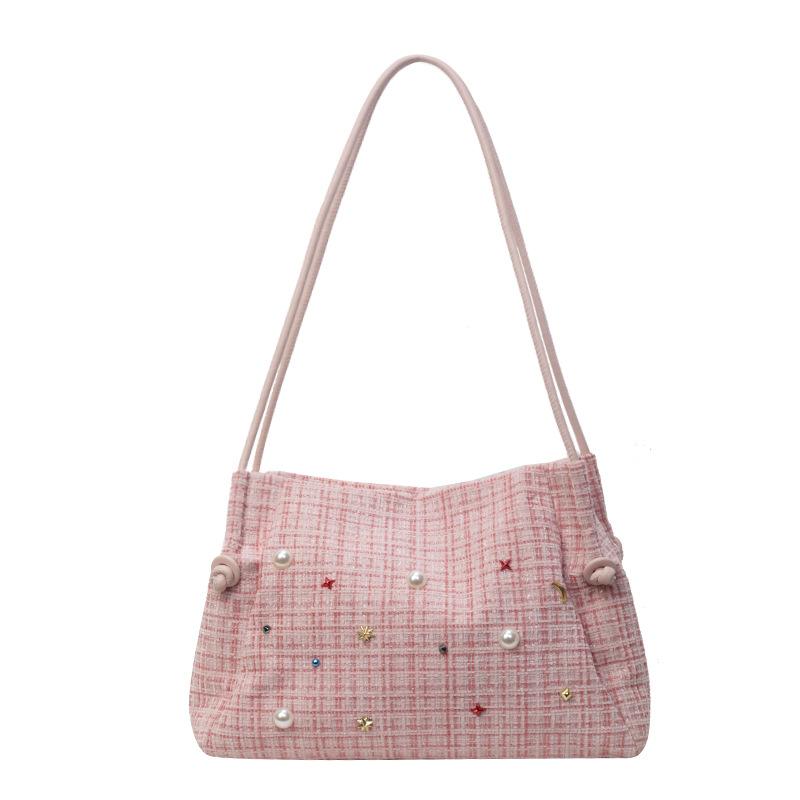 Large-capacity bag women's 2025 spring and summer new fashion woven tote bag simple and versatile commuter shoulder bag