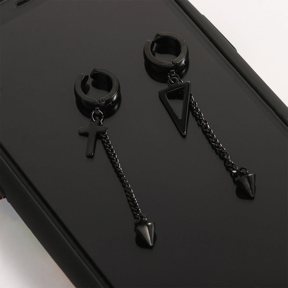 Hypoallergenic Titanium Steel Geometric Fashion Jewelry Ear Clip Drop Earrings Dangle Earrings
