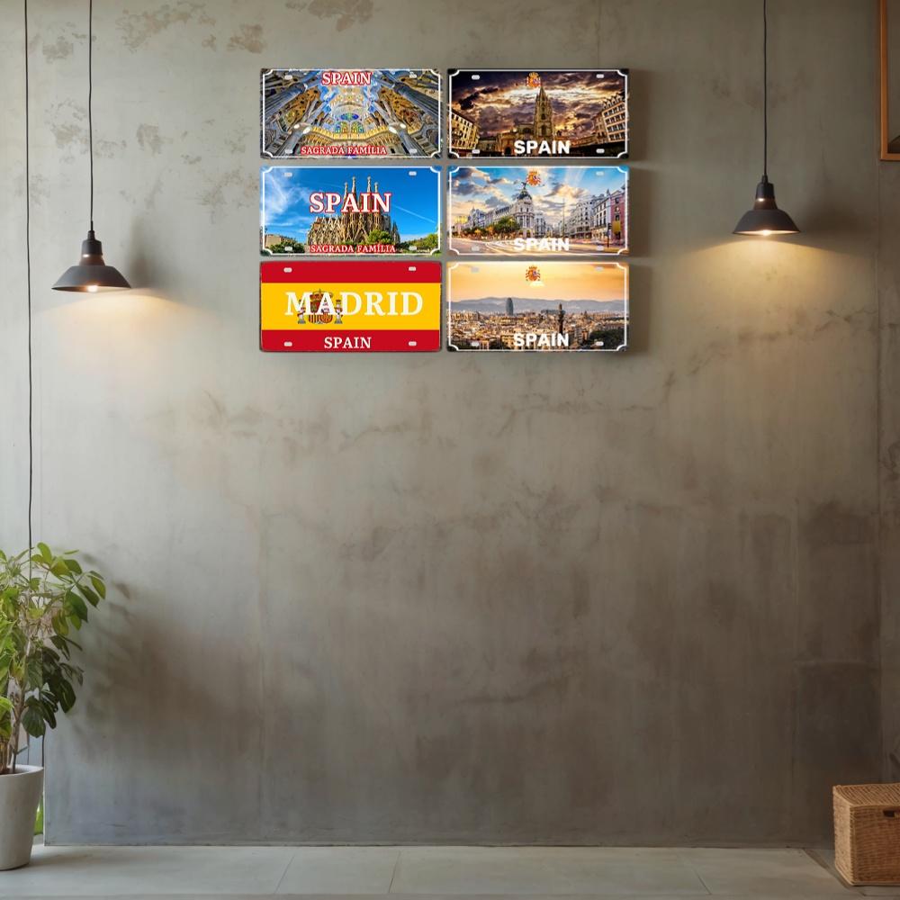 YZFQ Spain Madrid  Vintage Metal Sign Barcelona Tin Plate Tourist Souvenir For Wall  Bar Garage Home Decor 12X6inch JM-0174