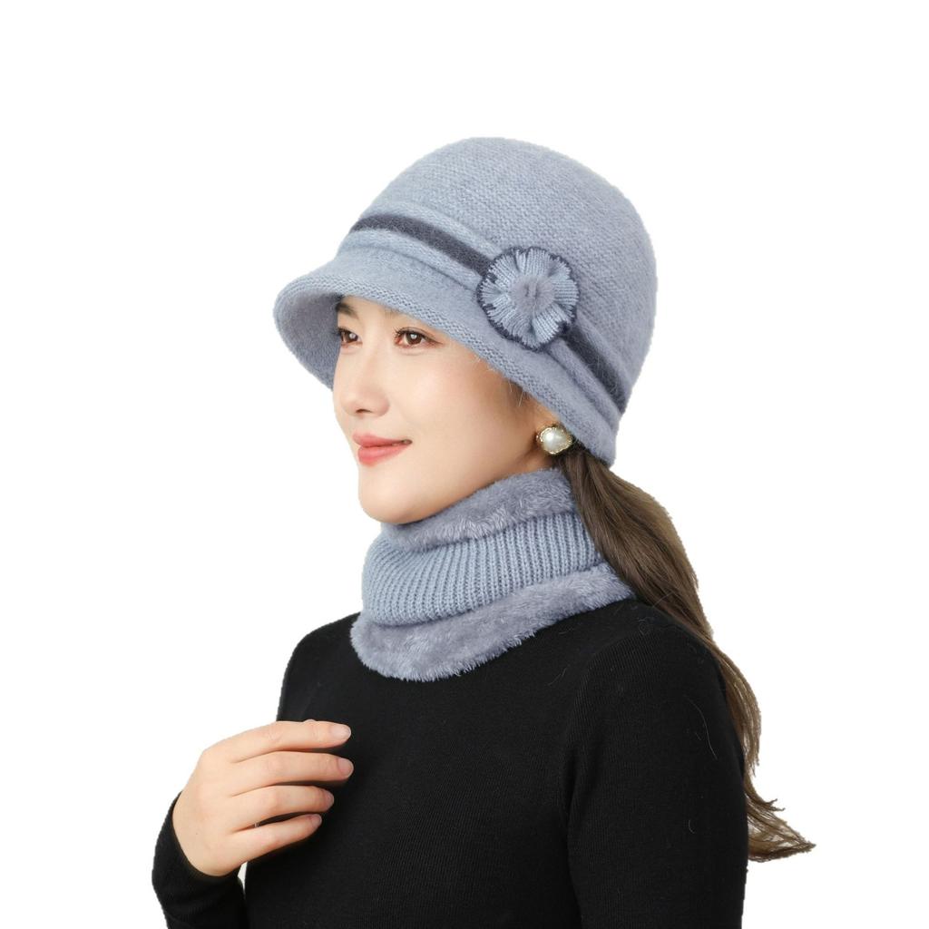 Hat for Women In ColdSeason Plus Velvet Thickened Wool Hat Style Mother Cotton Hat Outside Warm Ear Protection Knit Hat