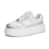 Foam Sole Leather Little White Shoes Women's 2025 Spring New Silver Heightening Board Shoes Casual Platform Ins Style Women's Shoes