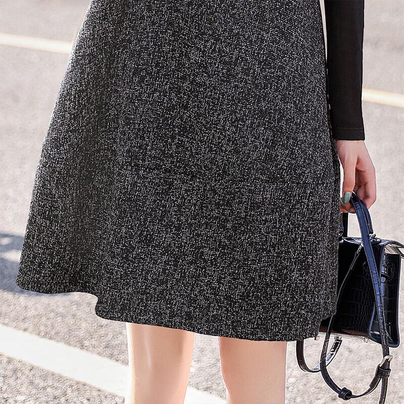 Sibaishe Women's Autumn Fake Two-Piece Midi Dress