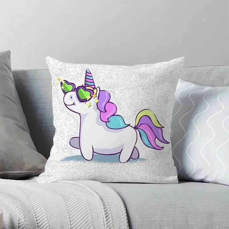 Cartoon Rainbow Horse Print Pillowcase Interior Decoration Office Living Room Home Pillowcase