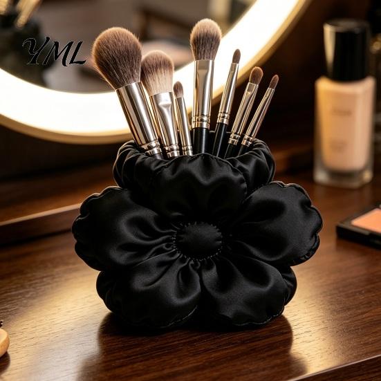 Cute Aesthetic Desk Decor Satin Flower Pen Holder, Petal Design Organizer, Durable Unique Floral Accessory PLA Desktop Storage Container, for