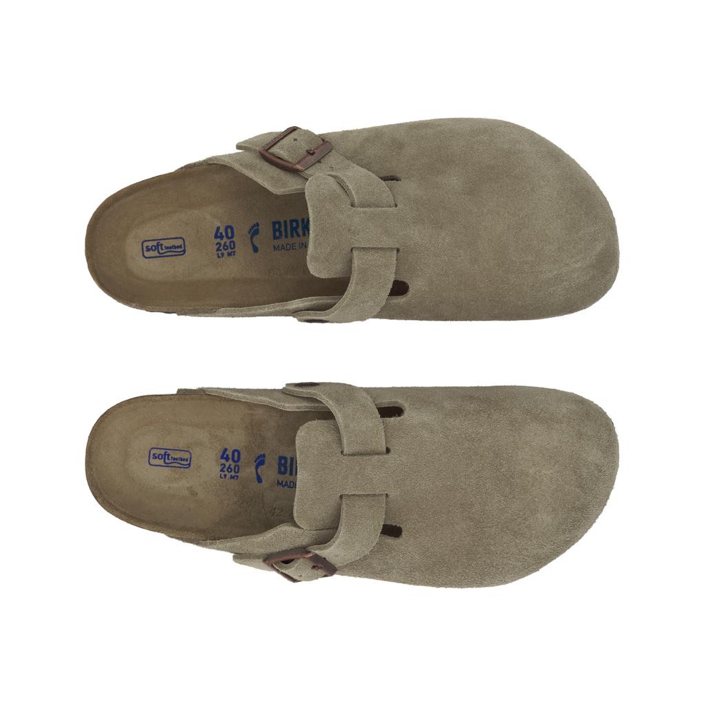 Birkenstock Boston Soft Footbed Suede Narrow Fit Taupe Unisex Sneakers Tan 0560773