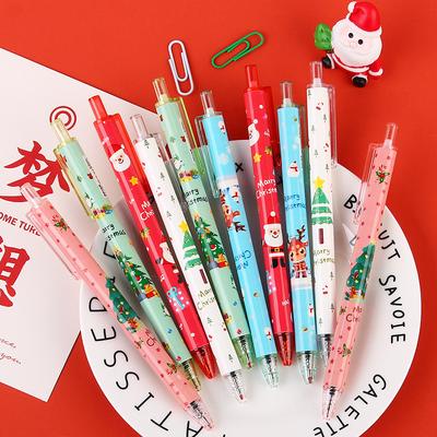 5Pcs Christmas Cute Cartoon Gel Pen 0.5mm Black Ink Writing Pen Santa Claus Kids Holiday Stationery Gift School Supplies