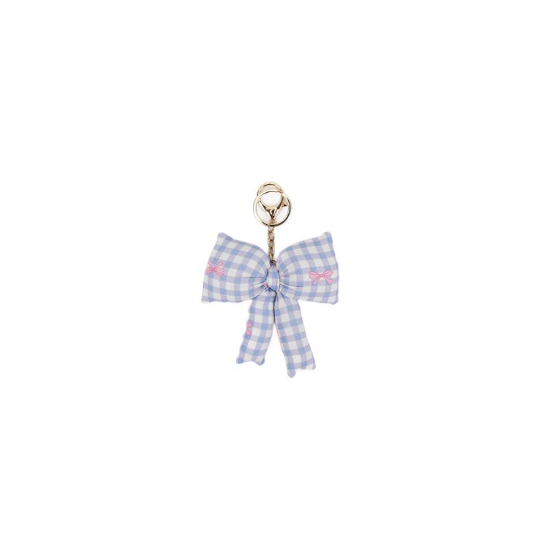 Korean Plaid Bow Keyring Doll Bag Charm Ornament