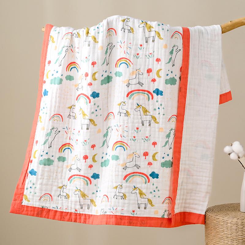 110x110cm High Density Pure Cotton Six-Layer Gauze Baby Bath Towel and Toddler Blanket