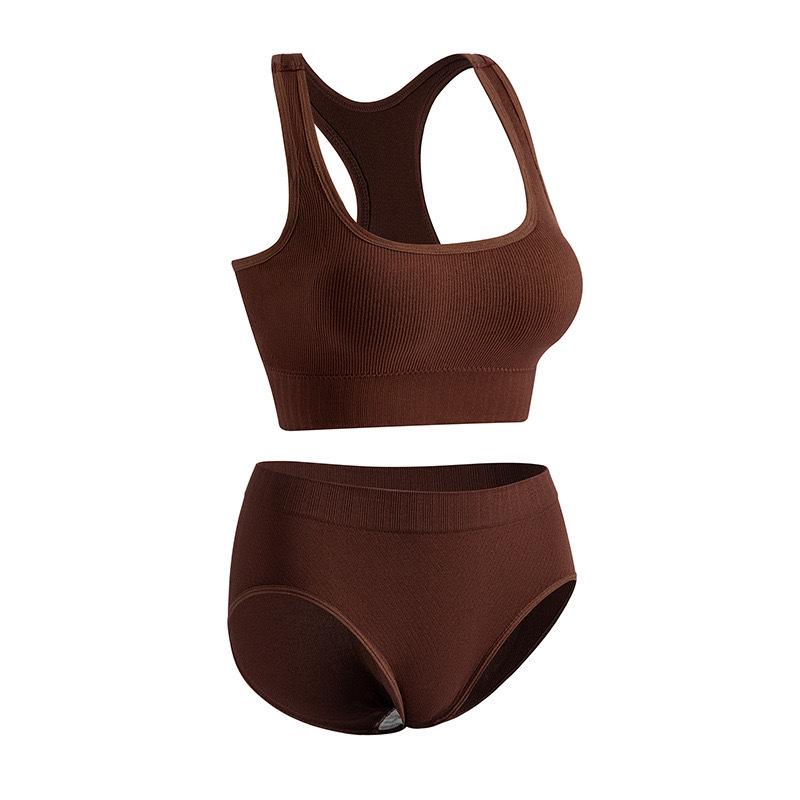 Plus Size Women's Sports Yoga Bra & Brief Set - Sexy, Wireless, Beautiful Back Design