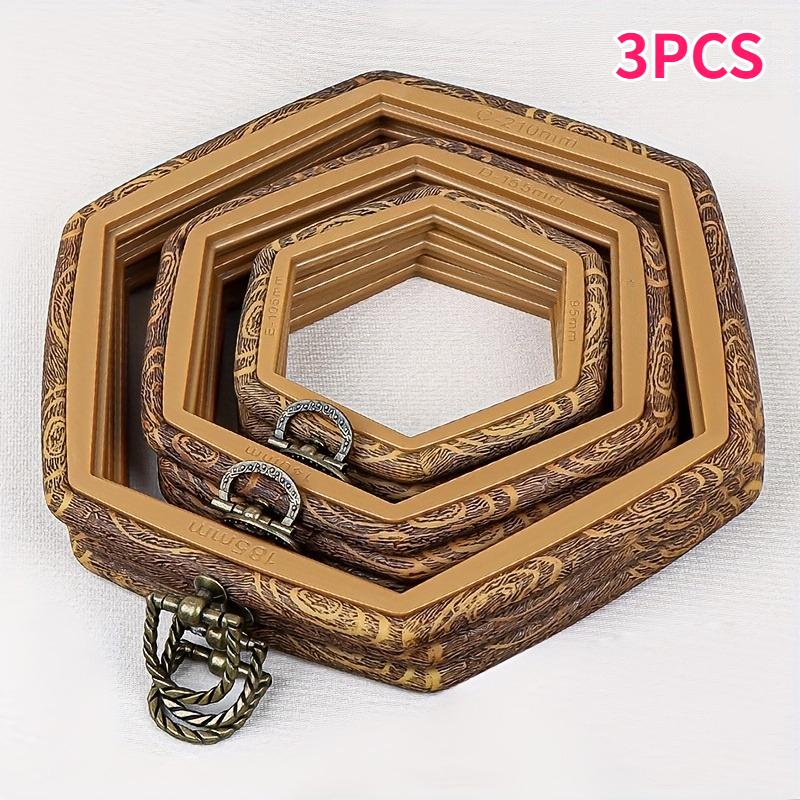 

3-Pack High-End Hexagonal ABS Vintage Embroidery Hoop Antique Embroidery Circle Frames DIY Picture Frame Display Wall Decoration