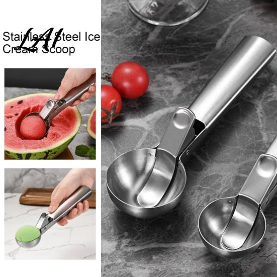 Sturdy Metal Scoop for Desserts Stainless Steel Ice Cream with Trigger Easy Release Hard Dough Scooper Professional Kitchen Utensil Yogurt