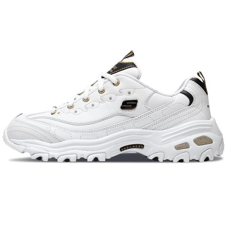 Skechers DLites Fabric Synthetic Leather Retro Casual Low Top Dad Shoes Women sneaker White 11919-WBGD 36