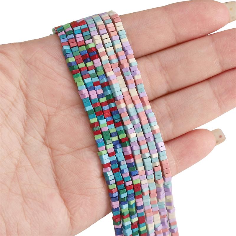 1strip /bag Plus Colored Rainbow Stone Square Beads DIY Bracelet Necklace Earrings Jewelry Accessories