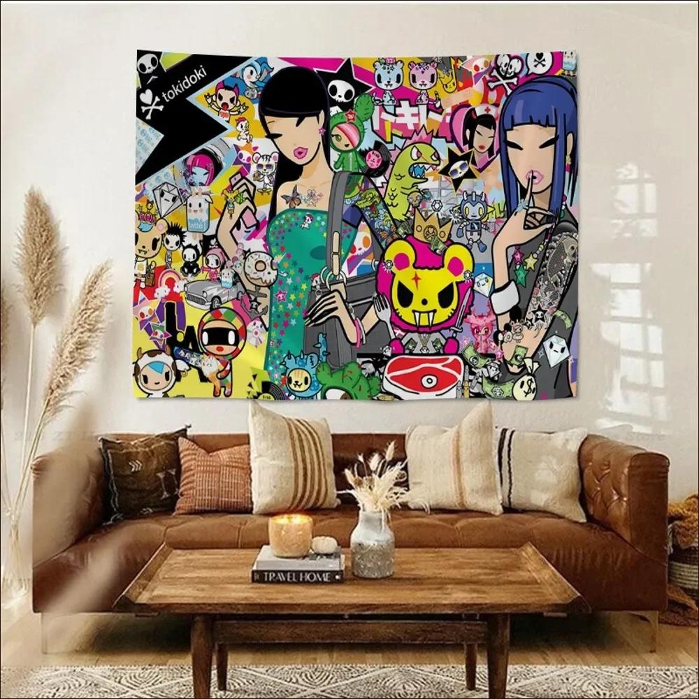 Japanese Tokidoki Tapestry Tapestry Art Printing Indian Buddha Wall Decoration Witchcraft Bohemian Hippie INS Home Decor
