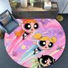 The Powerpuff Girls,Round Area Rug,Carpet Rug for Living Room Bedroom Sofa Playroom Decor,Non-slip Floor Mat
