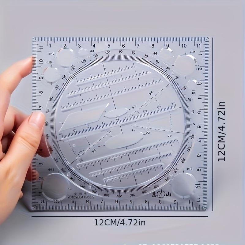 2pcs Multi-Functional Rotating Drawing Template, Geometric Measurement Tool, Ruler