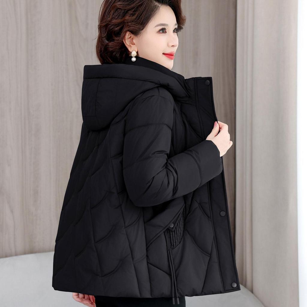 Autumn Winter Thicken Warm Parka Women Casual Solid Color Big Pocket Loose Short Hooded Coat Jackets Outwear