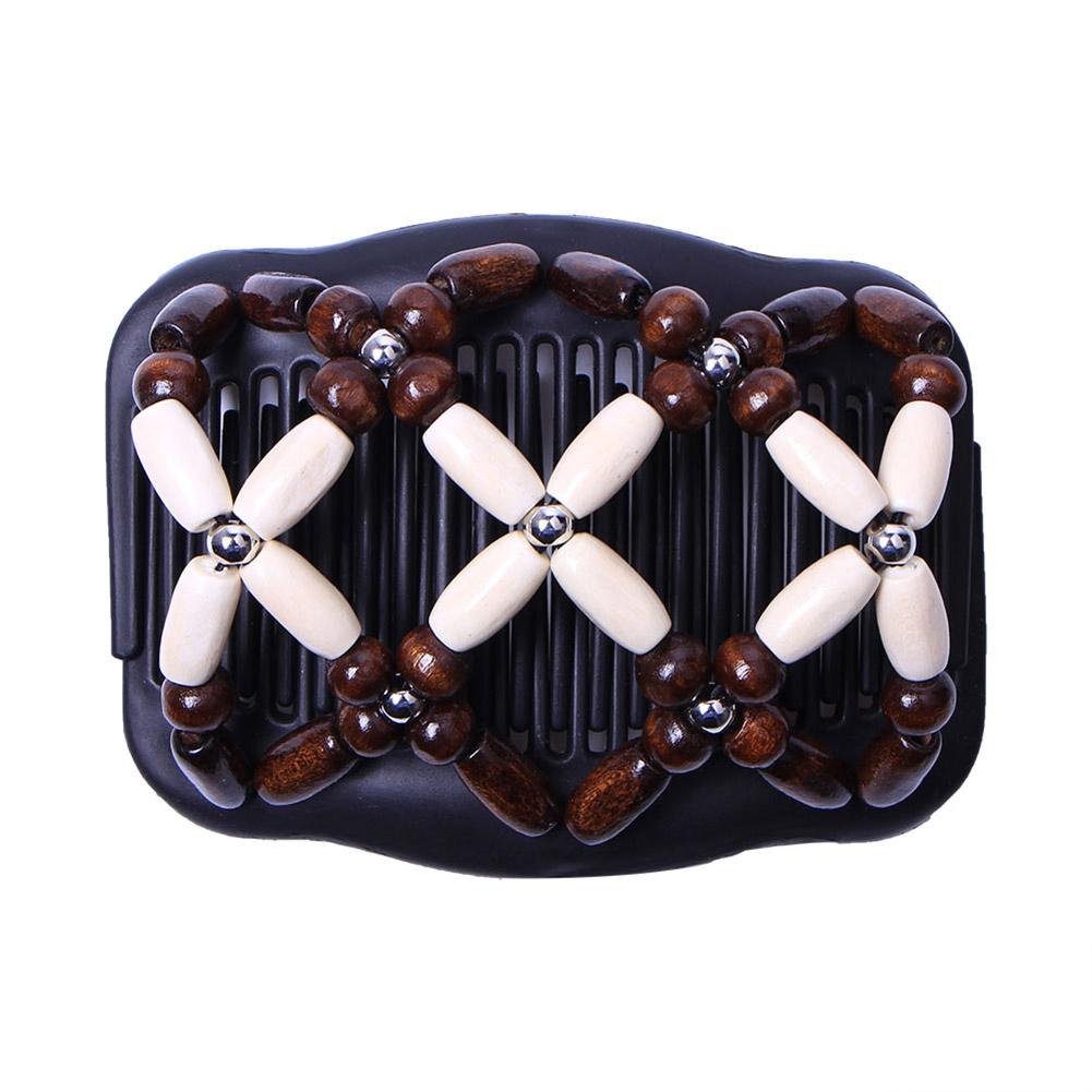 Fashion Women Stretchy Magic Comb Elasticity Hairpin Beads Double Comb Hair Device