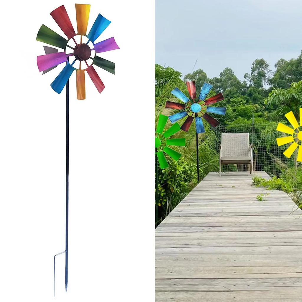 Wind Spinner with Metal Garden Stake Pinwheel Decorative Lawn Ornament Wind Mill for Lawn Garden Backyard Outdoor Decor