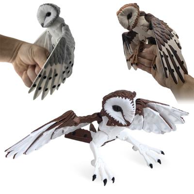 3D-gedrucktes Eulenornament, bewegliche Schleiereulenfigur, Schreibtisch-Eule, stressabbauendes Spielzeug mit flexiblen Flügeln und Körper, Geschenk für Vogelliebhaber