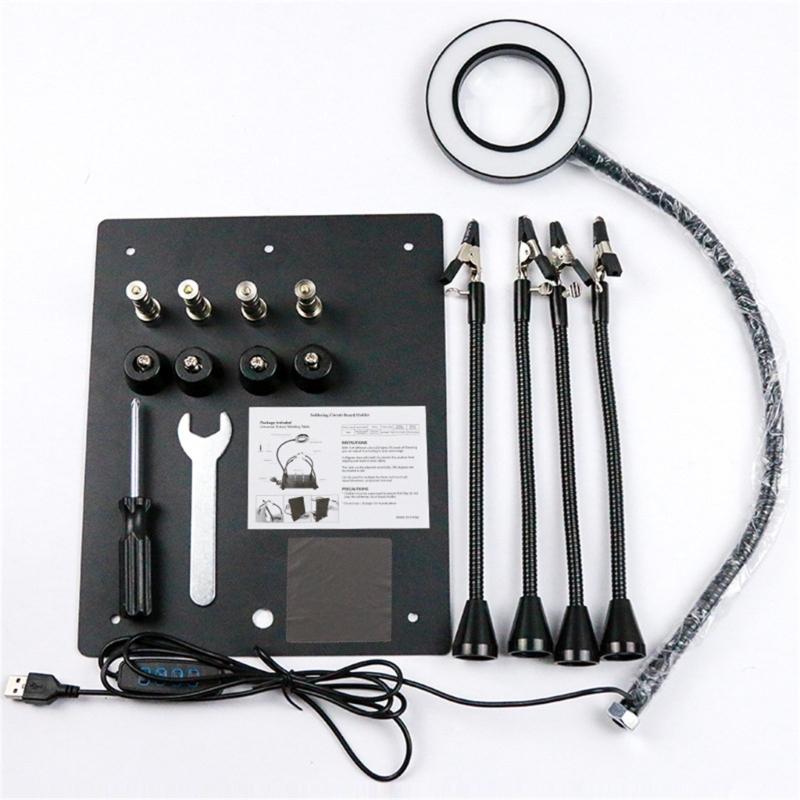High Temperature Resistant Helping Hands Soldering Station 6x Magnifying Glass Light for DIY Technical Projects