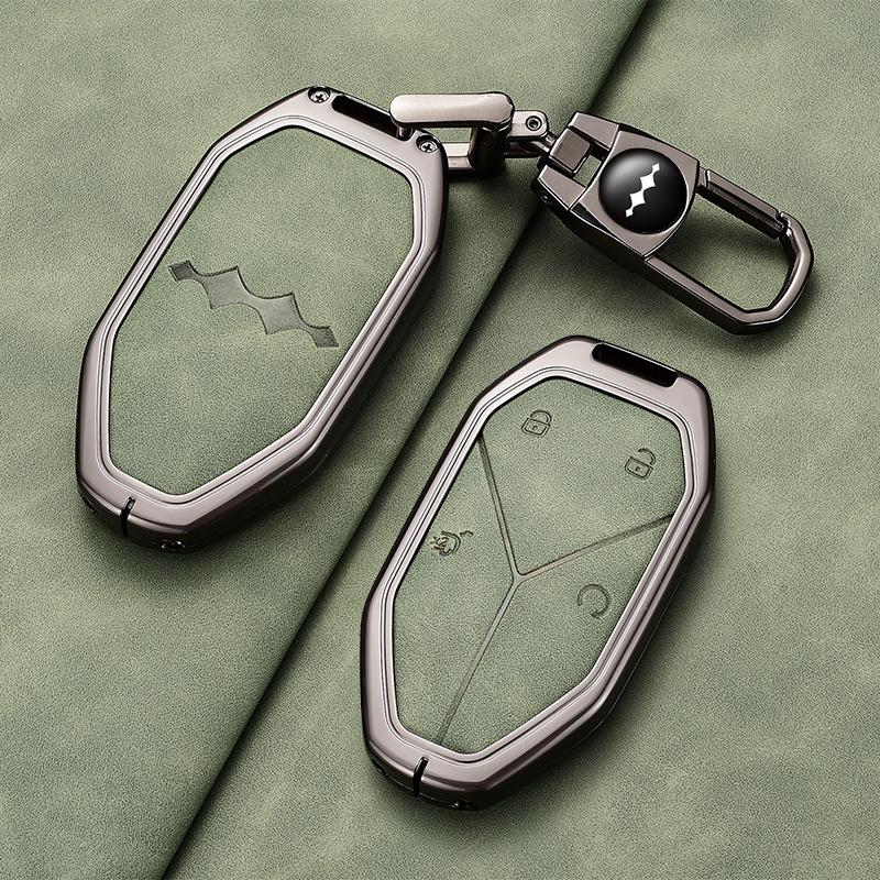 For BYD Formula Leopard 5 8 3 Ti3 Car Key Case Zinc Alloy Leather Key Shell Fob Cover Protection Keychain Holder Car Accessories