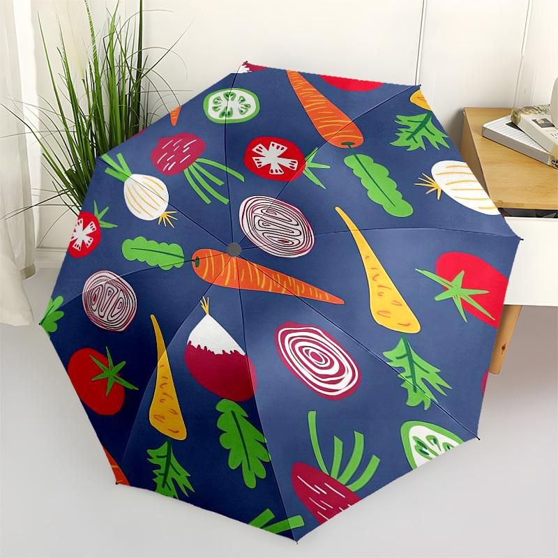 1pc Vegetable Pattern Umbrella with Plastic Handle,Vibrant Cartoon Pattern,Multi-functional UmbrellaPT256