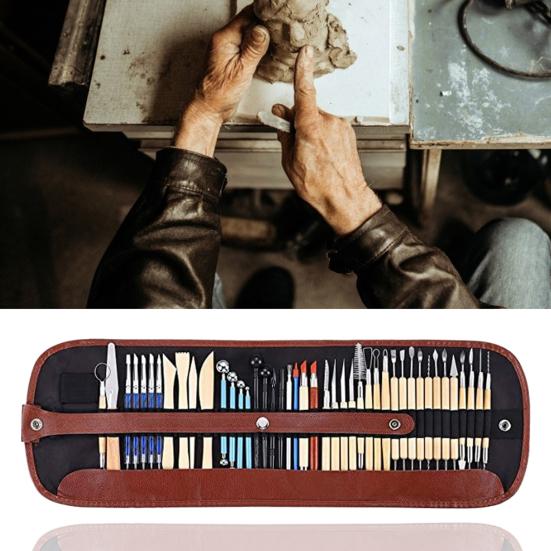43Pcs/Set Ceramic Carving Pottery Clay Modeling Sculpting Tool with Carrying Bag