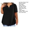 Women T-shirt V-Neck Short Sleeve Tops with Chest Pockets Solid Color Casual Loose Fit Tee Shirt Daily Wear