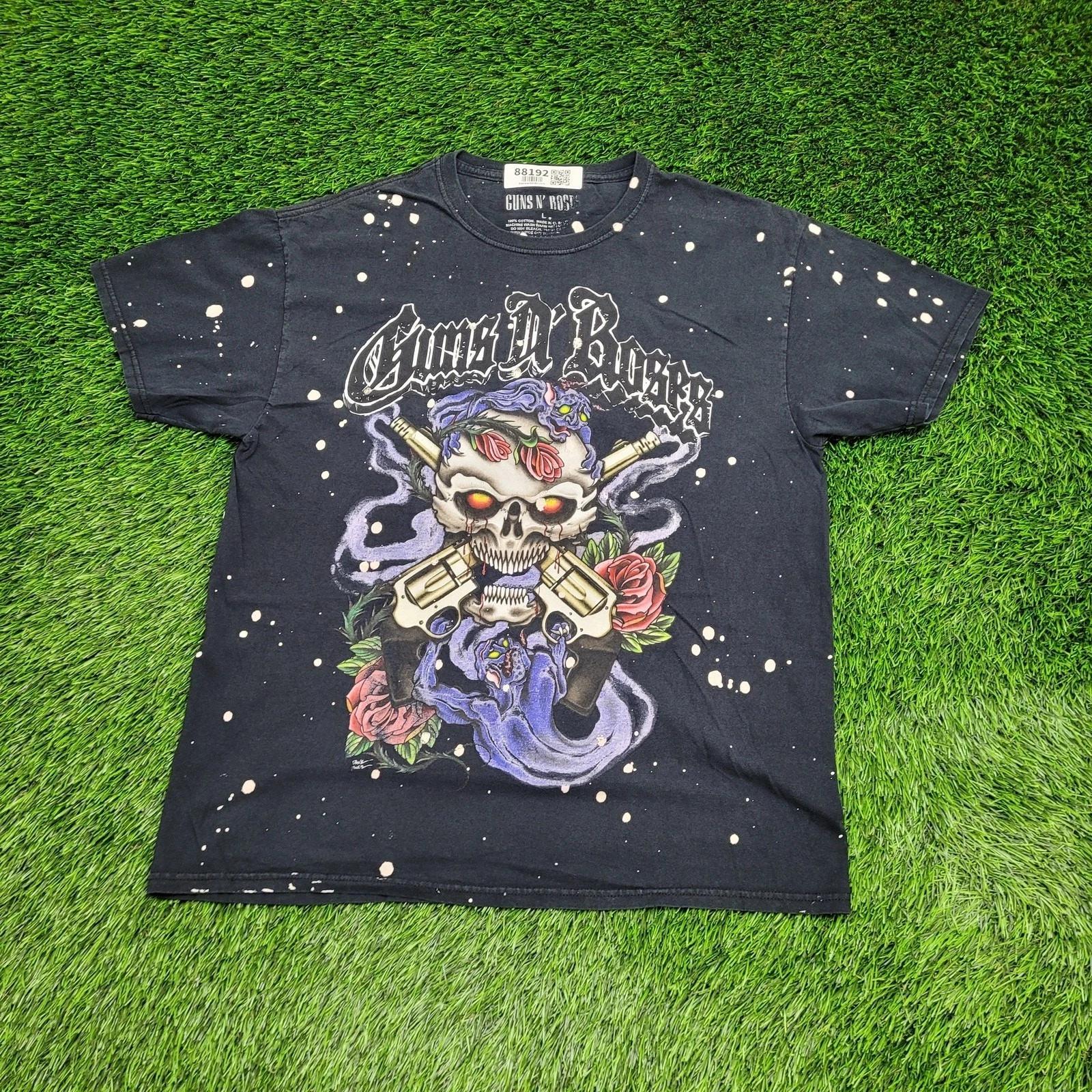 Guns-N-Roses Skull Rose Shirt Large 21x27 Bleached Black 3XL