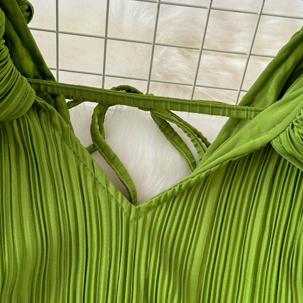 YYFS Women's Fashion Summer Spring Solid Color Print Short Sleeve V-Neck High Waist Casual Dresses