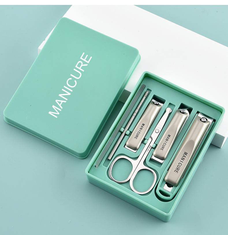6-Piece Stainless Steel Anti-Splash Nail Clipper Set for Manicure and Pedicure