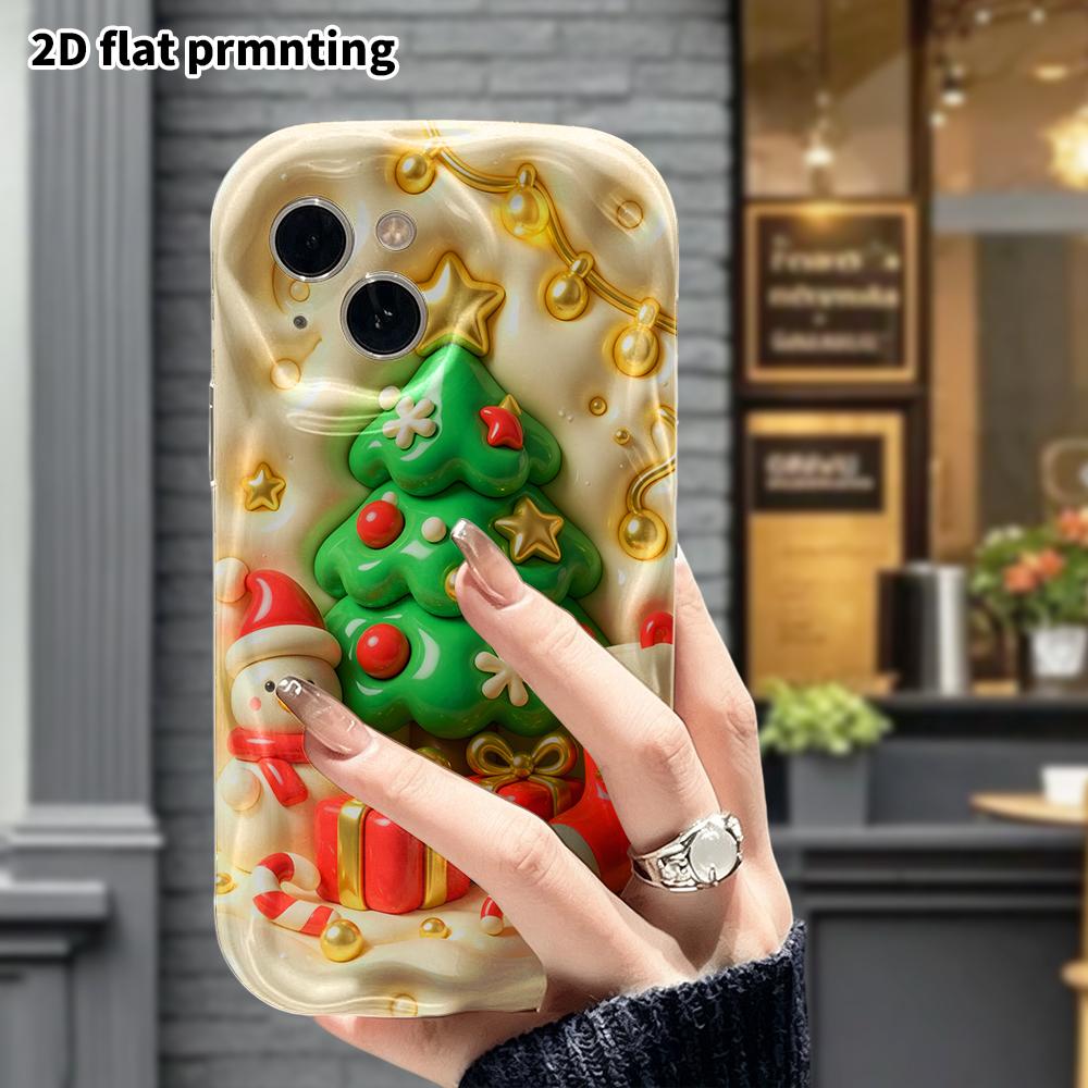 Phone Case: 2D Flat Design, Fits iPhone 18 17 16 15 14 13 Pro, Creamy Christmas Tree, Perfect Holiday Gift for Christmas and Halloween