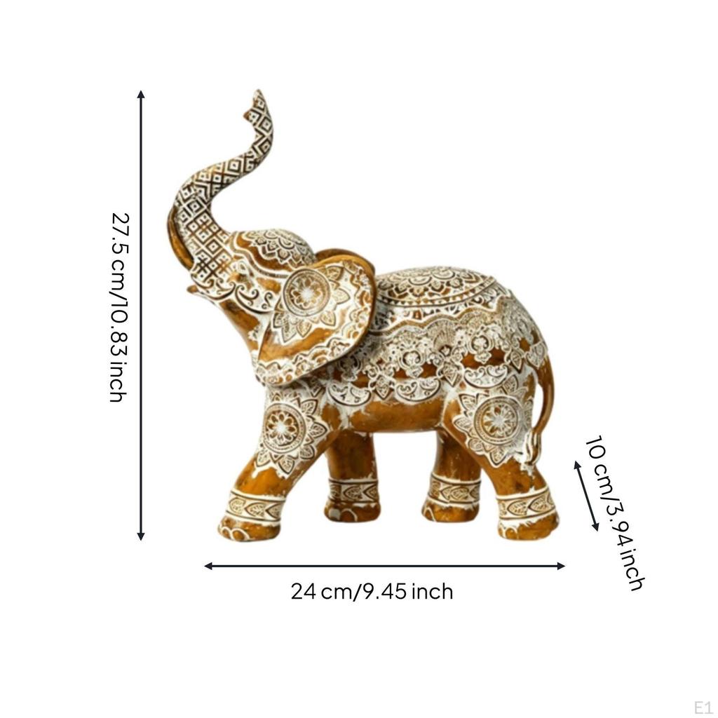 Elephant Figurine Decorative Sculpture Ornate for Art Collectors, Living Room, Office,