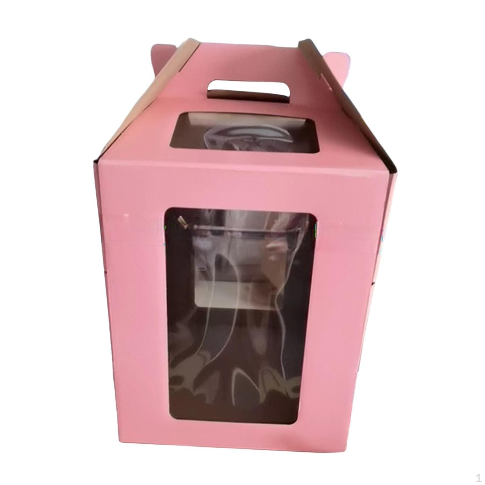 

Переносна коробка для тортів для транспортування багатоярусних тортів із оглядовим вікном Pink 30cmx30cmx35cm