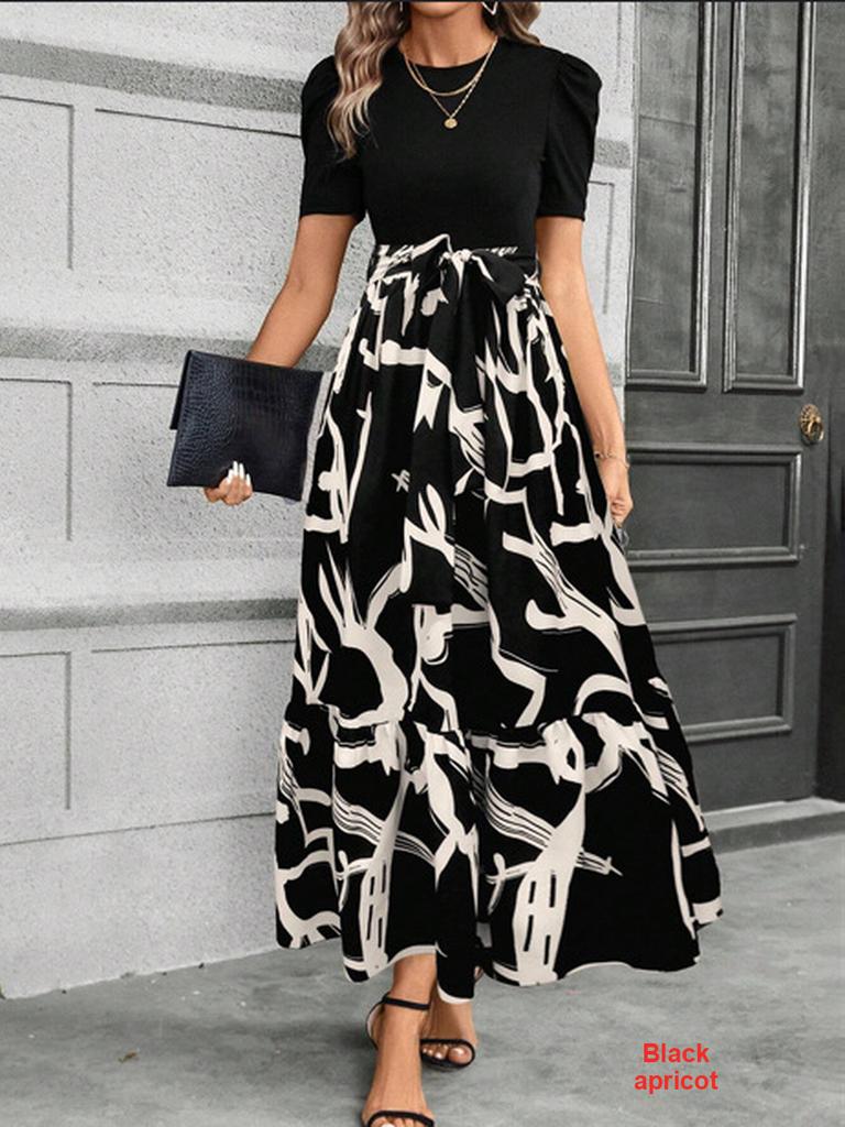 Floral Print High Waist Elegant Dress for Women,elegant Dress,party Dress,summer Dress,flower Print,high Waist Dress