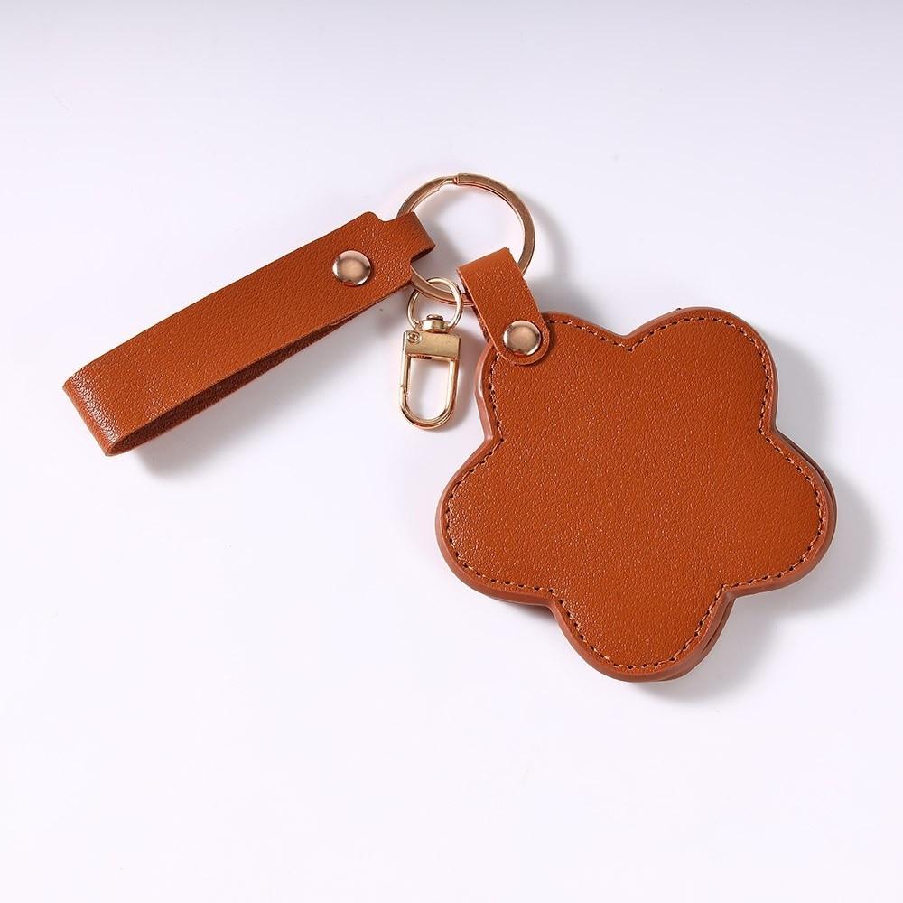 Rotate Small Mirror Stars Shape Makeup Mirror PU Leather Colorul Star Keychain  Graduation Gift