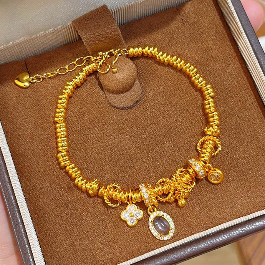 

24K sand gold oval flower bracelet French retro temperament bracelet bracelet bracelet jewelry