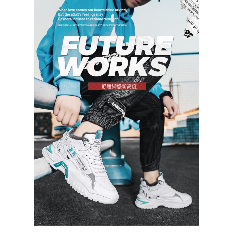 Putian Men's Shoes With Plush Insulation Cotton Teenagers Boys Casual Height Increasing Sports High Top Dad Trendy