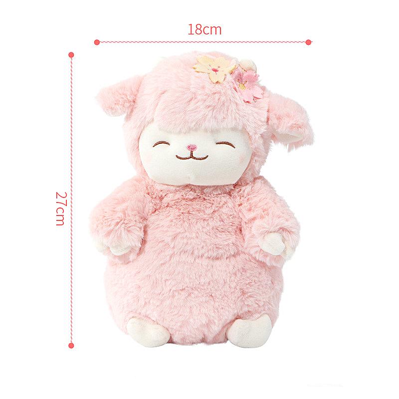 Non-Toxic White Woolen Doll With Standing Posture Cute Sheep Kawaii Pink Lamb Super Soft Holding Flowers Kawaii Gift 27Cm