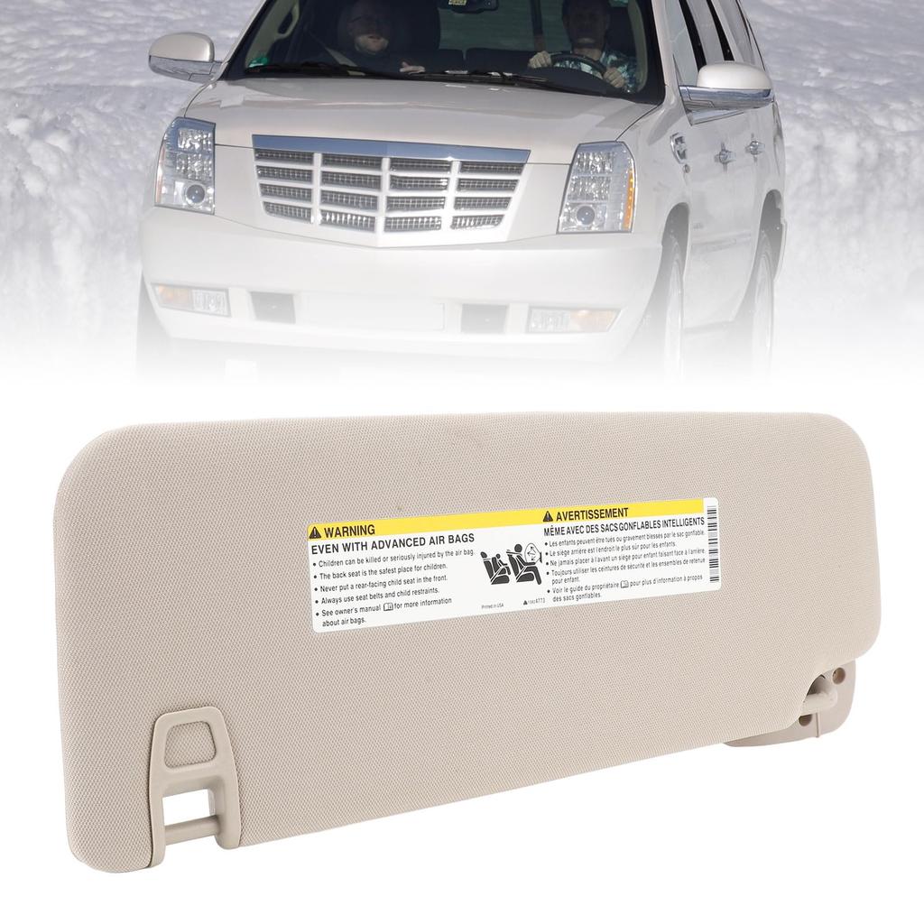 Gray Sun Visor with Vanity Mirror for Cadillac Escalade EXT 2500HD, 3500HD, 2500 XL 2500 (2007-2013) and 1500 XL 1500 (2007-2014) (Right OE: 22850310)