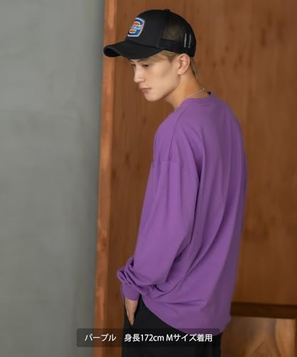 IMPROMES Casual SIDEWAYSTANCE Embroidered Downer Rat Long Sleeve T-Shirt, Men's, Purple