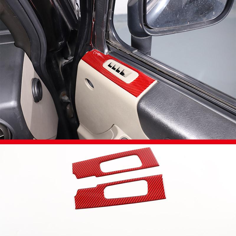 Red Soft Carbon Fiber Door Handle Steering Wheel Gear Shift Trim Cover Stickers Fit For Hummer H2 2003-2007 Interior Accessories