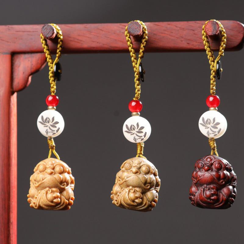 Sandalwood Pixiu Wealth Keychain & Backpack Pendant