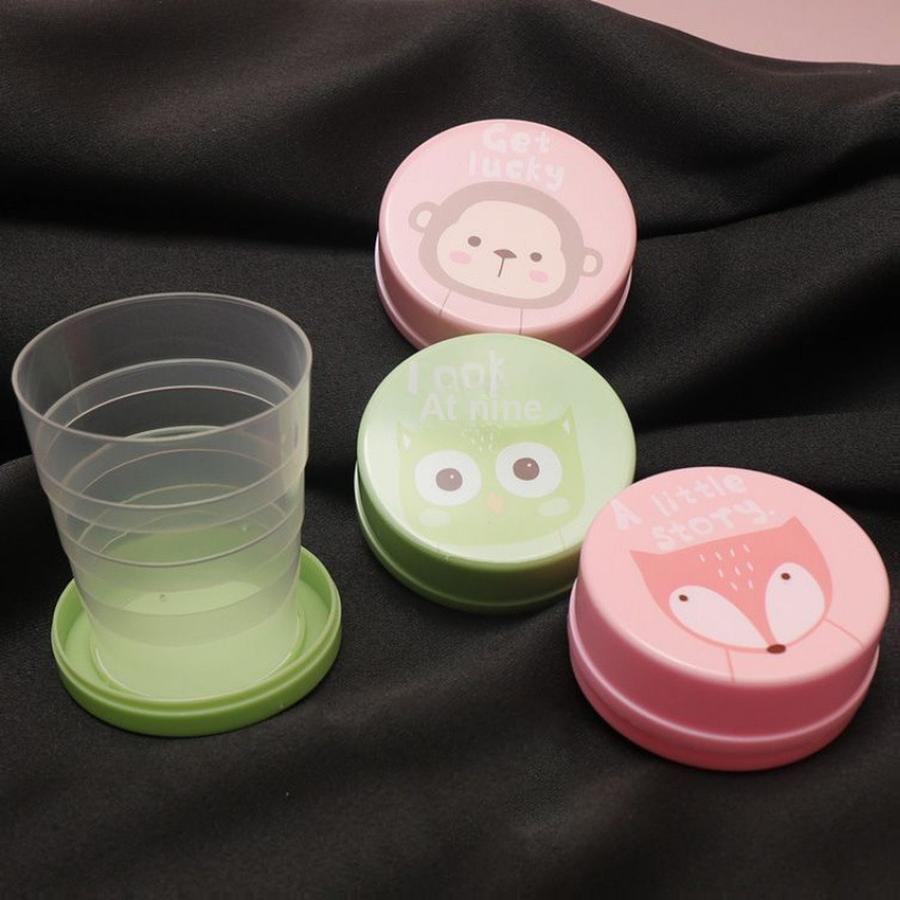 Portable Collapsible Cup Folding Cup Drink Cup with Cartoon Design for Travel, Kids, and Oral Care