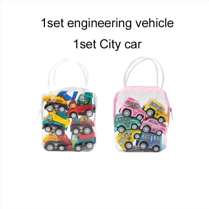 2set Children Pull Back Car Toy Set Cartoon Cute Style Play Vehicles Mini Inertial Engineering Vehicles for Kids Gifts TMZ