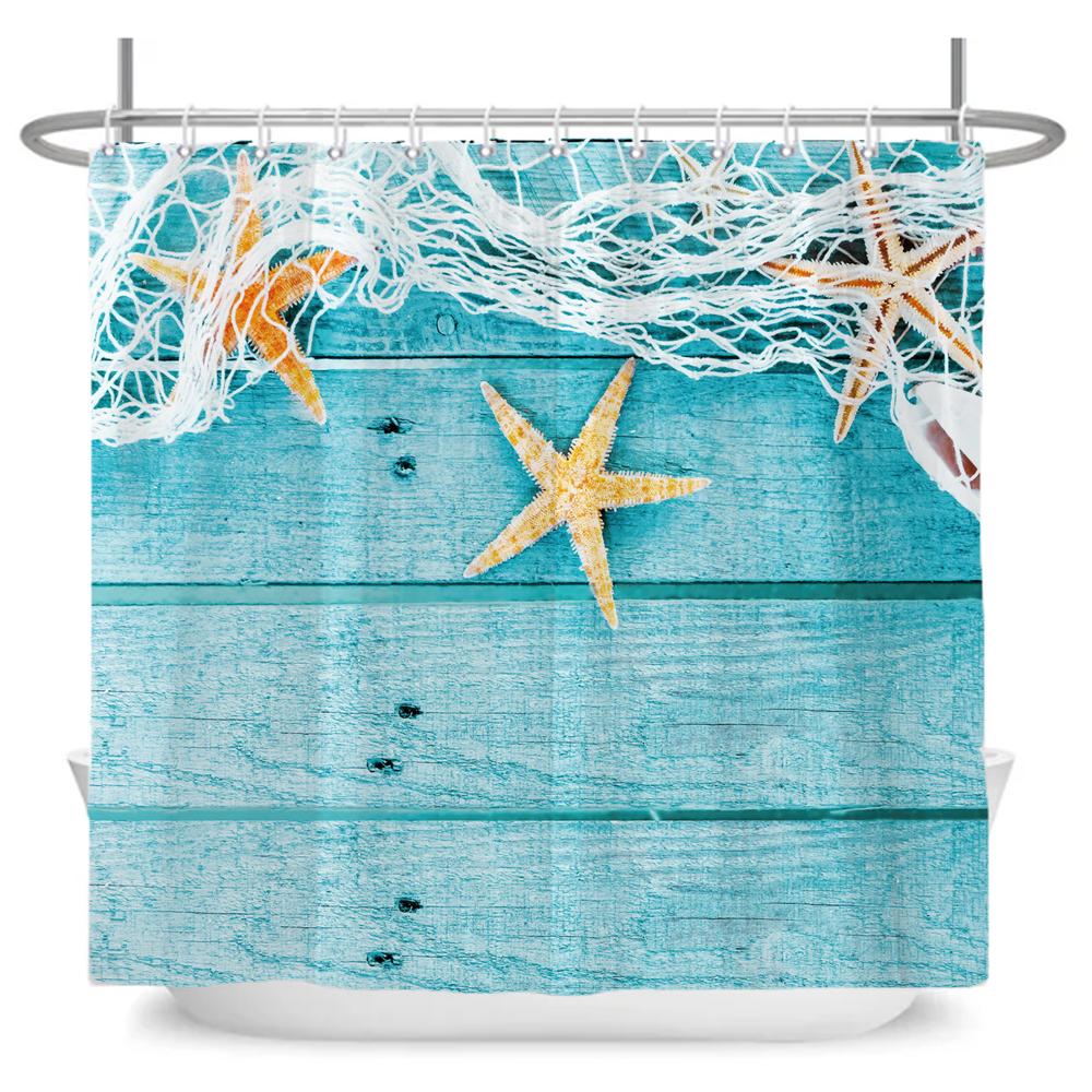 ocean beach shell Print bathroom waterproof shower curtain shower curtain modern polyster home decor bathroom curtain with hooks